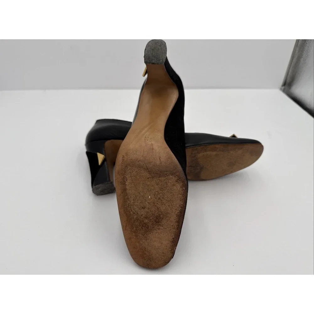 VTG Garolini Black Leather & Suede Italian Pumps‎ Heels Shoes Sz 9N